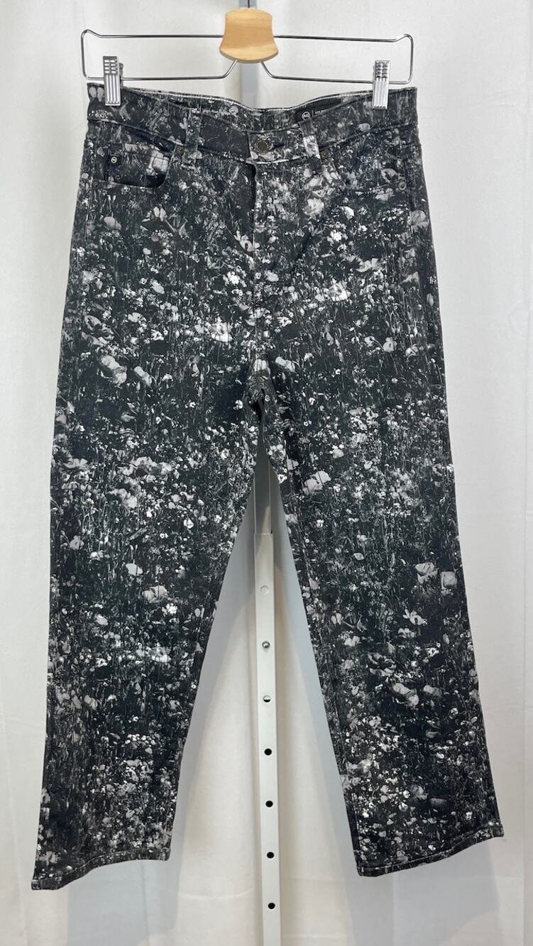 AG ADRIANO GOLDSCHMIED Alexxis Crop High Rise Jeans Flower Field Gray Size 28